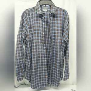 Thomas Dean Brown & Blue Long Sleeve Shirt Sz XXL
